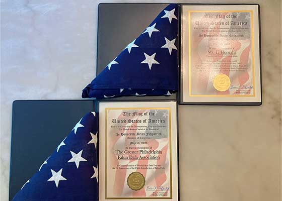 Image for article USA: Narodowa flaga podniesiona na Kapitolu Stanów Zjednoczonych dla uczczenia Falun Dafa i jego założyciela