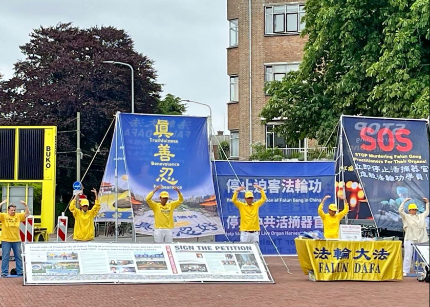 Image for article Podczas szczytu NATO w Holandii praktykujący Falun Gong podnoszą świadomość nt. wciąż trwających prześladowań